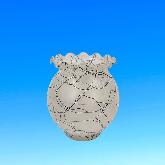 Pair of Vintage Anchor Hocking Frosted DRIZZLE Glass Vases Spaghetti String MCM - Picture 2 of 8